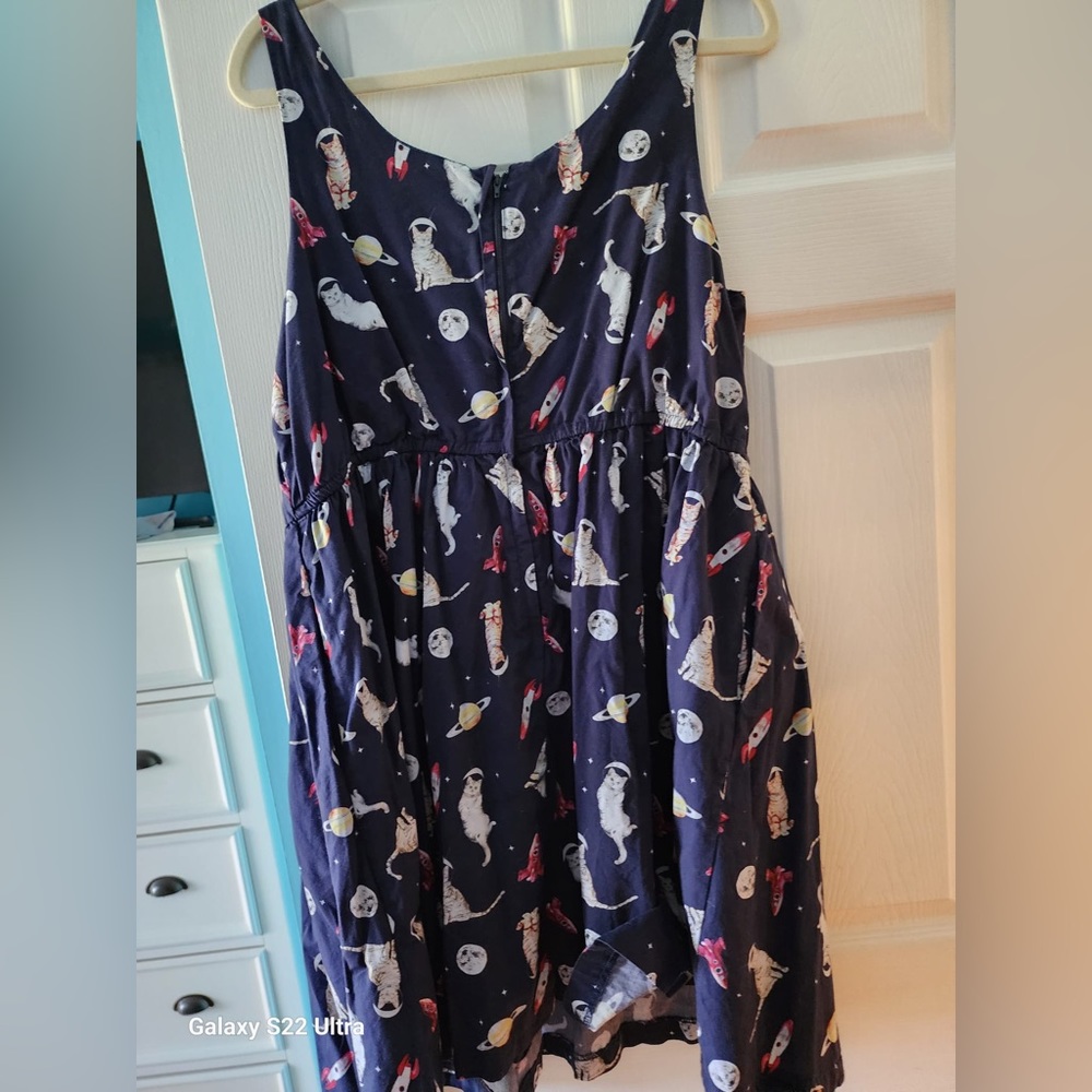 Space Cat Print Dress